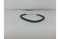 Natural Black Spinel Faceted Round Beads Bracelet with Clasp 4mm