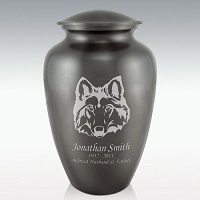 Wolf Head Classic Brass Cremation Urn Engravable