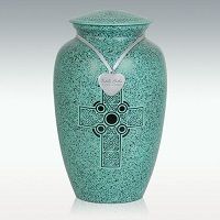 Seafoam Celtic Knot Cross Brass Cremation Urn