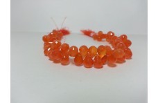 Natural Carnelian Faceted Drops Beads Strand 8-10mm