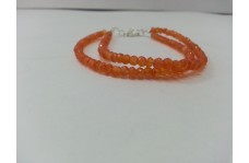 Natural Carnelian Faceted Rondelle Beads Bracelet with Silver Clasp