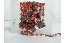 Orange Natural Carnelian Faceted Rondelle Beads Fancy Rosary Chain 3.5-4.5Mm