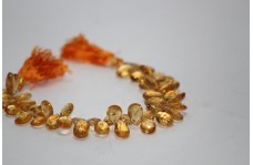 Natural Citrine Faceted Pear Briolette Beads 8 inch Strand