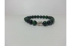 Natural Green Tiger Eye Smooth Round Beads Bracelet