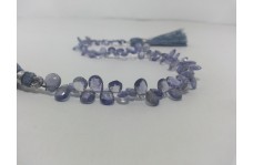Natural Iolite Faceted Pear Briolette Beads Strand 6-10mm