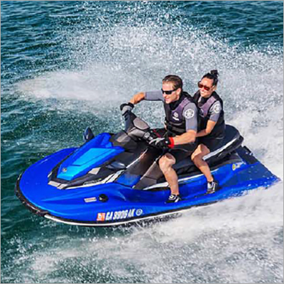 Jetski Ex Deluxe Speed Boat - Fiber Glass, 10' 3" x 3' 7" x 3' 9" | Pure White with Deep Blue, 1-3 Rider Capacity, 3-Cylinder Yamaha Engine