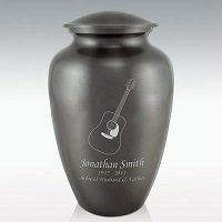 Black Acoustic Guitar Classic Brass Cremation Urn Engravable