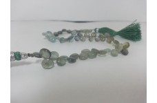 Green Natural Moss Aquamarine Smooth Heart Beads Strand 5.5-6.5Mm