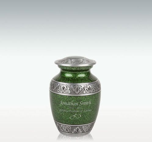 Small Green Lively Leaves cremation Urn Engravable