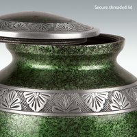 Small Green Lively Leaves cremation Urn Engravable