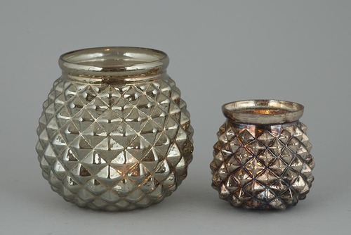 Glass Votive - Polished Glass, Various Sizes Available, Silver Color | Modern Arts Decorative Theme, High Durability Quality