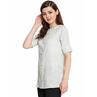Ladies Grey Cotton Khadi Shirt