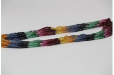 Natural Multi Precious Faceted Rondelle Beads - Yellow , Blue Sapphire, Emerald & Ruby 3-3.5mm
