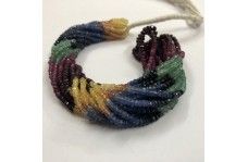 Stone Natural Multi Precious Faceted Rondelle Beads - Yellow, Blue Sapphire, Emerald & Ruby 3Mm