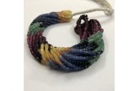 Natural Multi Precious Faceted Rondelle Beads - Yellow, Blue Sapphire, Emerald & Ruby 3mm