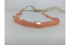 Natural Peach Moonstone Faceted Nuggets Beads Necklace 15 Inches