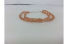Natural Peach Moonstone Faceted Rondelle Beads Bracelet with Silver Clasp By THE JEWEL CREATION