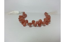 Natural Peach Moonstone Smooth Teardrop Drops Briolette Beads