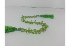 Natural Peridot Faceted Pear Briolette Beads Strand 6-7mm