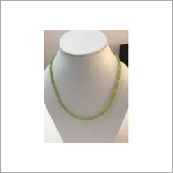 Natural Peridot Faceted Rondelle Beads Necklace with Silver Clasp