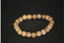 Natural Picture Jasper Smooth Round Beads Bracelet