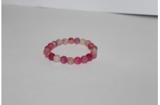 Natural Pink Agate Round Beads Bracelet