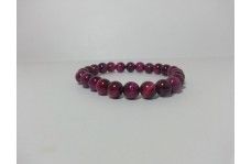 Natural Pink Tiger Eye Smooth Round Beads Bracelet