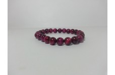 Natural Pink Tiger Eye Smooth Round Beads Bracelet