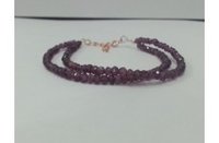 Red Natural Rhodolite Garnet Faceted Rondelle Beads Bracelet With Silver Clasp