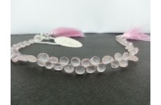 Natural Rose Quartz Faceted Heart Briolette Beads Strand