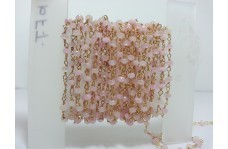 Natural Rose Quartz Faceted Rondelle Beads Rosary Chain 3-4mm