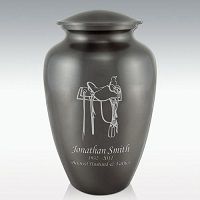 Western Saddle Classic Brass Cremation Urn Engravable