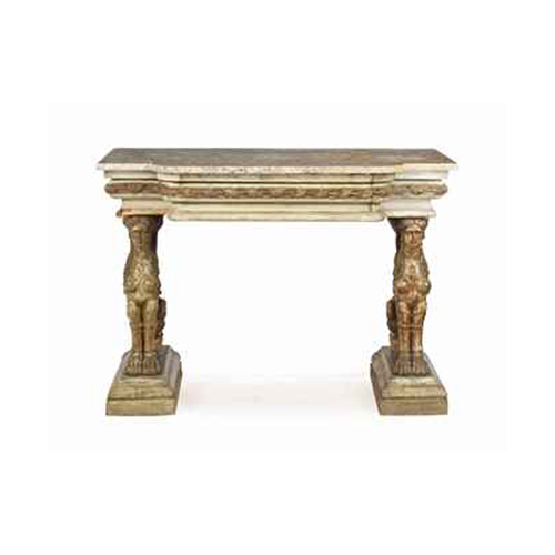 Carved Marble Top Console Table