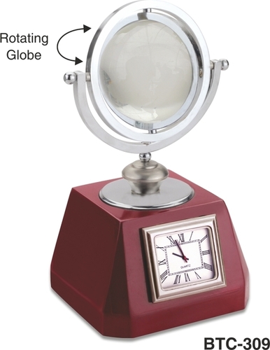 Red Rotating Globe With Clock
