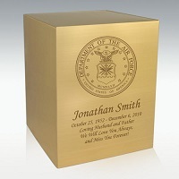 Department of the Air Force Bronze Cube Cremation Urn Engravable