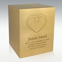 Heart Bronze Cube Brass Cremation Urn