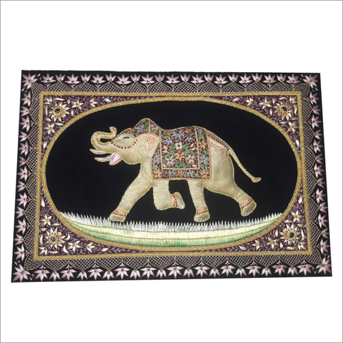 Zari Embroidered Elephant Jewel Carpet