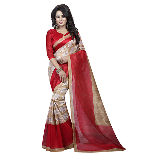 Animal Red Bhagalpuri Saree