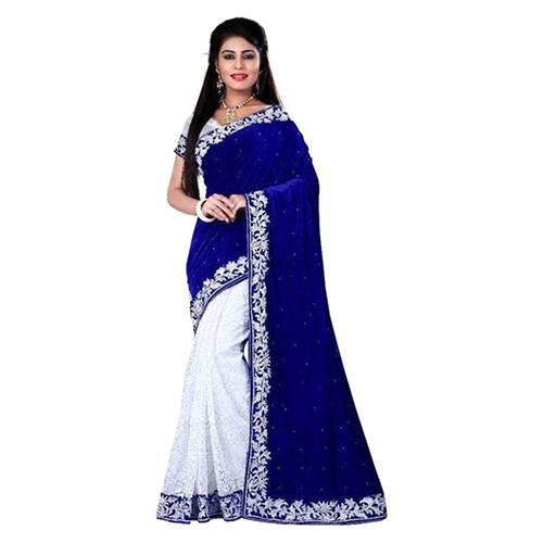 Chandani Blue Embroidered Saree