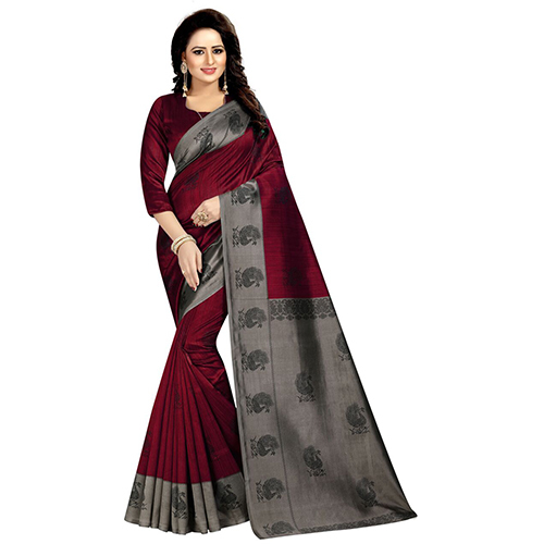 Mayuri Red Mysore Art Silk Saree