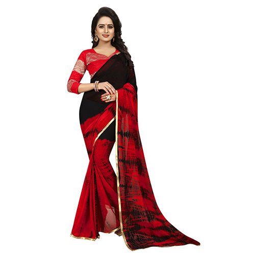 Sprinkle Red Chiffon Saree