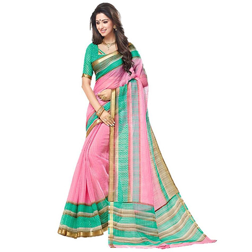 Jari Mira Pink Vasundra Silk Saree