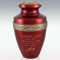 Extra Large Carmine Brass Cremation Urn Engravable