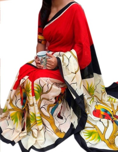 Cotton Silk Hand Printed Saee
