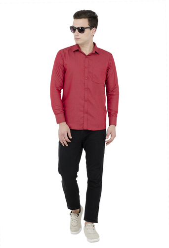 Maroon Printed Formal Shirt Collar Style: Spread
