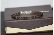 Natural Smoky Quartz Faceted Round Beads Bracelet 6mm