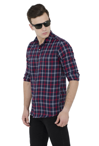 Navy Erode Checkered Formal Shirt
