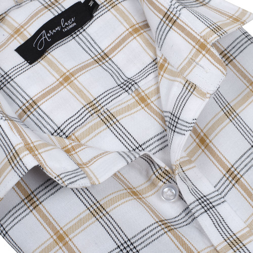 Cotton White Erode Checkered Formal Shirt