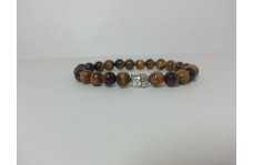 Natural Tiger Eye Smooth Round Beads Bracelet