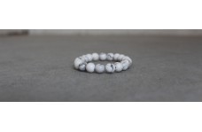 Natural White Howlite Smooth Round Beads Bracelet